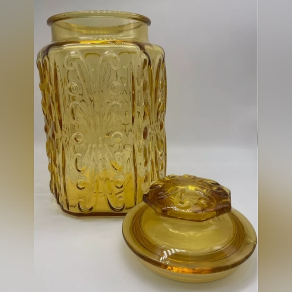 Vintage LE Smith Amber Glass Apothecary Canister Jar - Picture 5 of 6